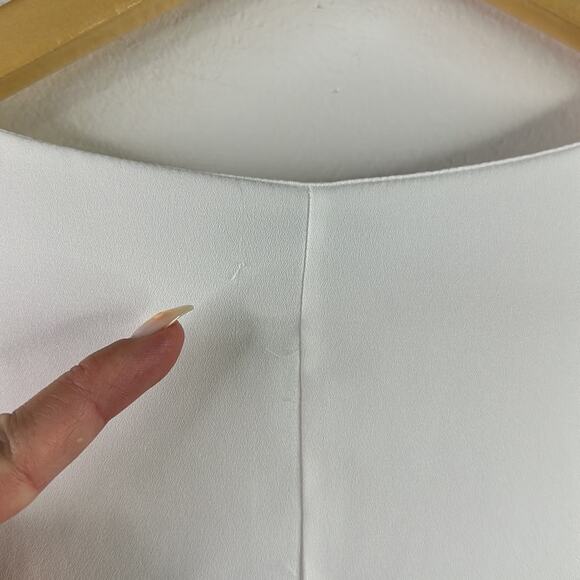 RO & DE Anthropologie White Gray‎ Floral High Low Short Sleeve Blouse Top Size M - Picture 10 of 11